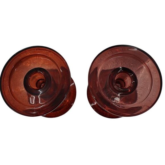 Set of Amber Glass Candle Holders - Picture 4 of 4